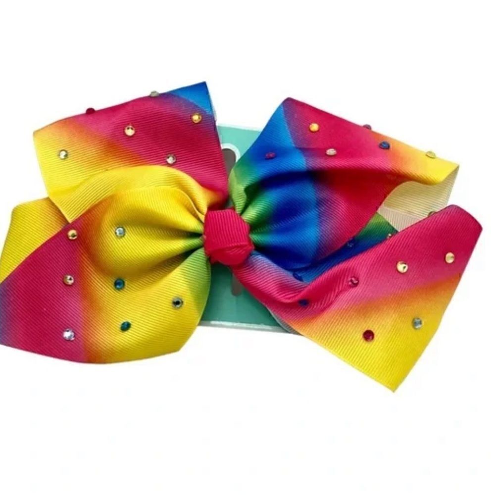 Copper key‎ Hair Bow Girls rhinestone Rainbow set of 3 New